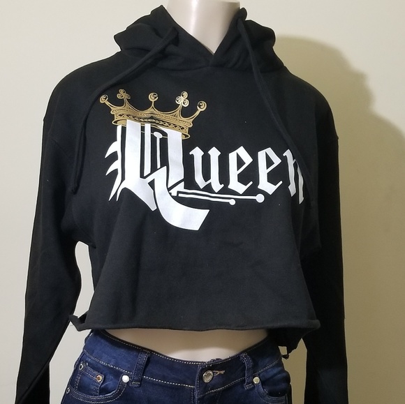 queen crop top hoodie